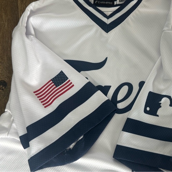 Champro Tigers Baseball Jersey White Blue #2 Men’s Adult Large Mesh MLB Style - Picture 5 of 7